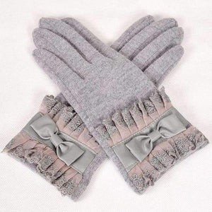 Planet Gates Gray [BYSIFA] Ladies Pink Rabbit Hair Wool Mittens Gloves Fashion Women Gloves Elegant Lace Embroidery Bow Tie Thick Warm Soft Gloves
