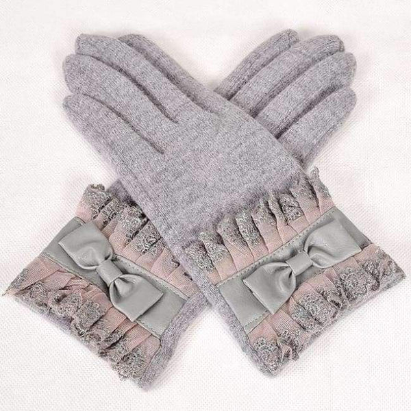 Planet Gates Gray [BYSIFA] Ladies Pink Rabbit Hair Wool Mittens Gloves Fashion Women Gloves Elegant Lace Embroidery Bow Tie Thick Warm Soft Gloves