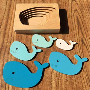 Planet Gates Gray Children Toys Animal Carton 3D Puzzle Multilayer Jigsaw Puzzle Baby Wooden Toys Child Early Educational Aids Gift