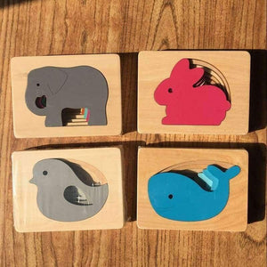 Planet Gates Gray Children Toys Animal Carton 3D Puzzle Multilayer Jigsaw Puzzle Baby Wooden Toys Child Early Educational Aids Gift