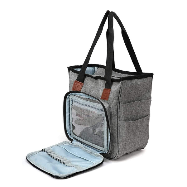 Planet Gates Gray Color Knitting Storage Bag Yarn Wool Tote Bag For Crochet Hook Knitting Needles Craft Yarn Bag Sewing Tools Accessories Organizer Case