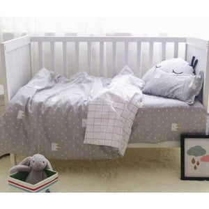 Planet Gates gray crown 3Pcs Baby Bedding Set Cotton Crib Sets Baby Cot Set Including Duvet Cover +Pillowcase +Flat Sheet Kindergarten bedding Sets