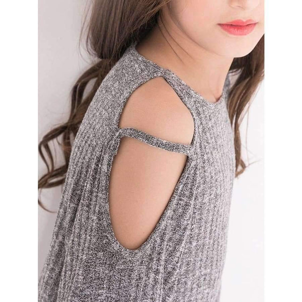 Planet Gates Gray Dress / 6 Teenage Girls Dress 6 8 10 12 14 Years European style Off-shoulder A-line Dress Big Girls Clothes Autumn Winter Kids Girls Dress