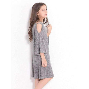 Planet Gates Gray Dress / 6 Teenage Girls Dress 6 8 10 12 14 Years European style Off-shoulder A-line Dress Big Girls Clothes Autumn Winter Kids Girls Dress