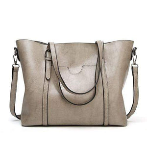 Planet Gates Gray Fashion Women Handbags Oil Wax PU Leather Large Capacity Tote Bag Casual Travel Bag