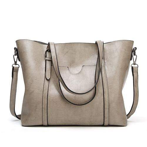 Planet Gates Gray Fashion Women Handbags Oil Wax PU Leather Large Capacity Tote Bag Casual Travel Bag