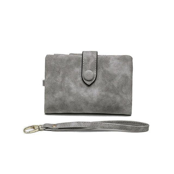 Planet Gates Gray Faux Suede Women Wallet Many Departments Short Trifold Card Holder Zipper Coin Purse Hasp Fashion Solid Female Purses Girls