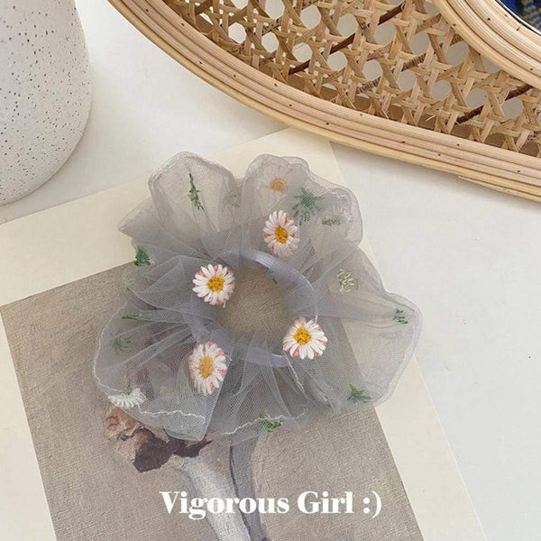 1PCS Scrunchies Hair Ring Daisy Floral Hair Ties Rope Autumn Winter Women Ponytail Hair Accessories Girls Hairbands Gifts