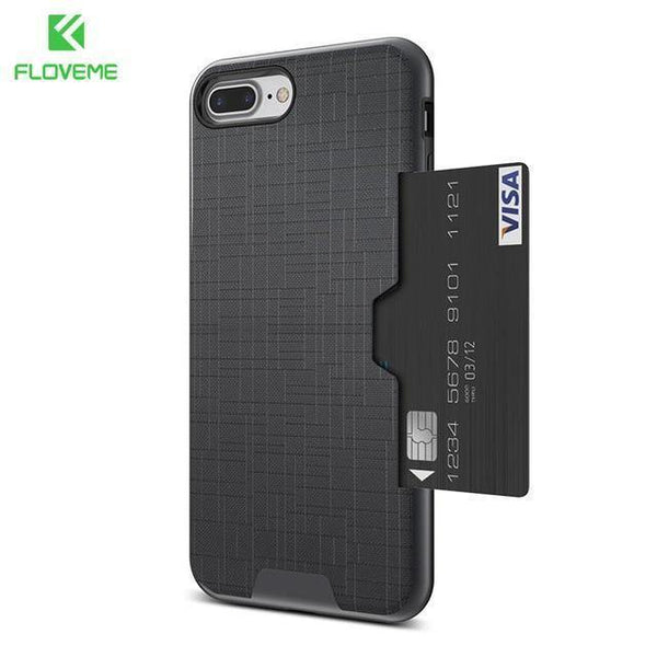 Planet Gates Gray / For iPhone 7 FLOVEME Card Slot Phone Case For iPhone 7 Luxury Wallet Mobile Accessories For iPhone 8 6 6s 7 Plus Cases For iPhone X XS MAX XR