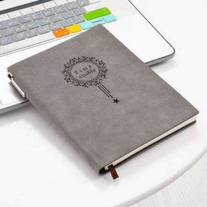 Planet Gates Gray Free Make logo A5 Notebook Name Custom Leather Writing Pads Binder Black Diary Office School Supply Leader Gift with Pen Box