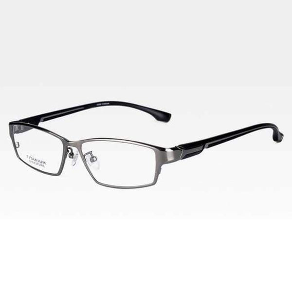 Planet Gates Gray-Gray Reven Jate EJ267 Fashion Men Eyeglasses Frame Ultra Light-weighted Flexible IP Electronic Plating Metal Material Rim Glasses