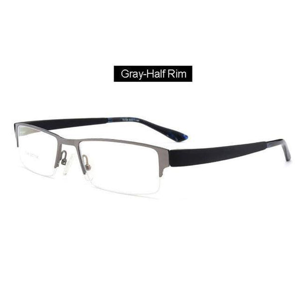 Planet Gates Gray Half-Rim Men Titanium Alloy Eyeglasses Frame for Men Eyewear Flexible Temples Legs IP Electroplating Alloy Material,4 Styles,4 Colors