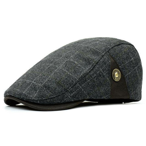 Planet Gates Gray High Quality Retro Adult Berets Men Wool Plaid Cabbie Flat cap Hats for Women's Newsboy Caps