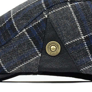 Planet Gates Gray High Quality Retro Adult Berets Men Wool Plaid Cabbie Flat cap Hats for Women's Newsboy Caps