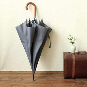 Planet Gates Gray Japanese Brand Long Umbrella 8K Windproof Wooden Handle Large Men Umbrellas Rain Quality Classic Business Paraguas