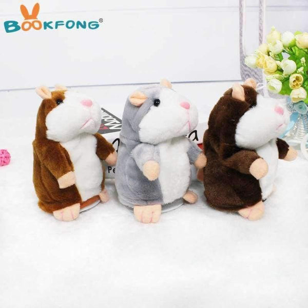 Planet Gates Gray Kawaii Talking Hamster Plush Toys Sound Record Plush Hamster Stuffed Toys for Children Kids Birthday Gift 16cm