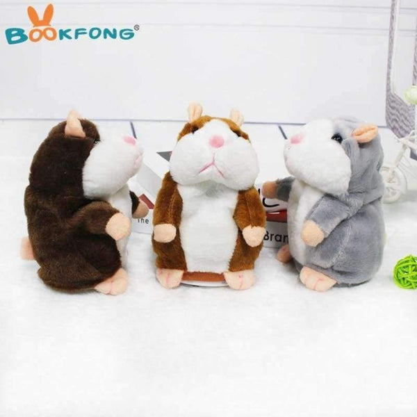 Planet Gates Gray Kawaii Talking Hamster Plush Toys Sound Record Plush Hamster Stuffed Toys for Children Kids Birthday Gift 16cm