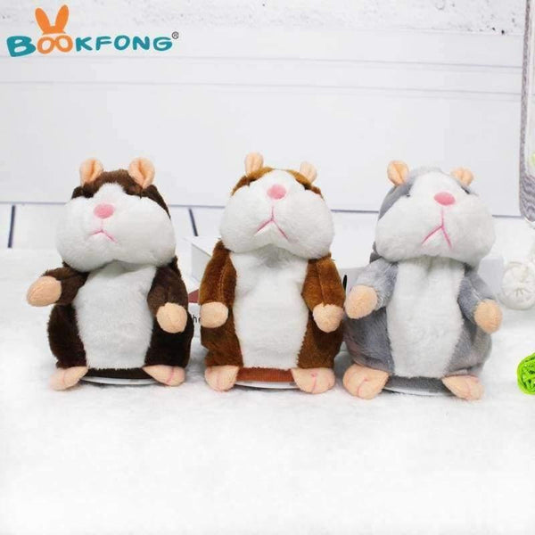 Planet Gates Gray Kawaii Talking Hamster Plush Toys Sound Record Plush Hamster Stuffed Toys for Children Kids Birthday Gift 16cm