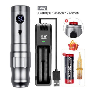 Planet Gates Gray Kit 1 Wireless Tattoo Machine Pen Rotary Tattoo Eyebrow Machine for Body Art Wireless Tattoo Pen Professional Coreless Motor