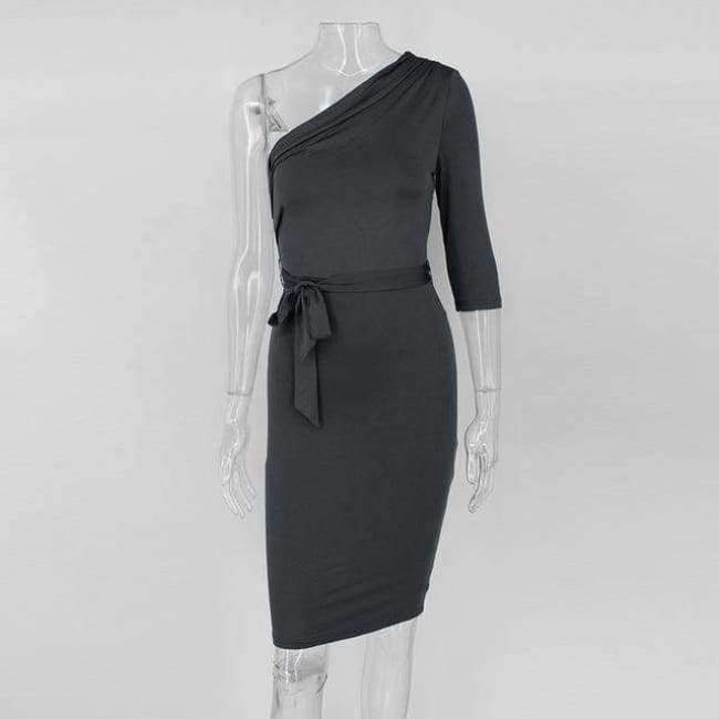 Planet Gates Black / L Autumn Winter New Off Shoulder Dress Women 2017 Sexy Sheath Asymmetrical Sheath Dresses Knee Leng Club Party Vestido