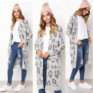 Planet Gates Gray / L Casual Long Sweater For Women Christmas Cardigan Lady's Sweaters Female Cardigan Autumn Pull Femme Hiver Winter Clothes
