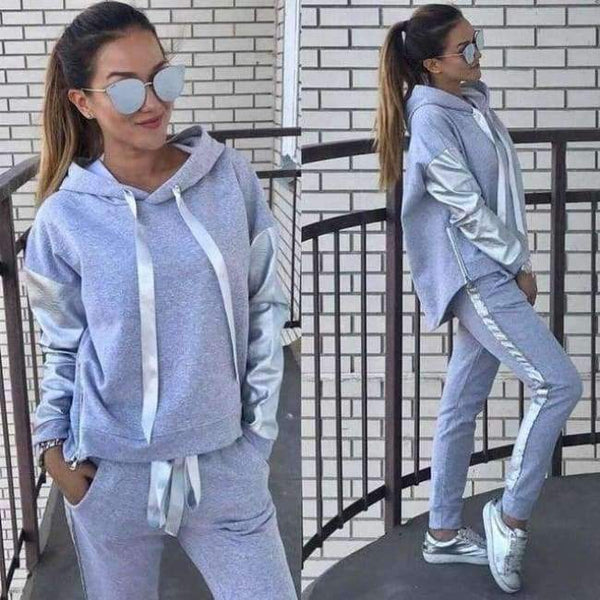 Planet Gates gray / L Casual Tracksuit Women Autumn Set 2018 Two Piece Set Long Sleeve Hoodies Pullover Pants Set SportwearTracksuits Outfit