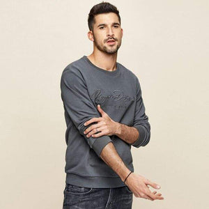 Planet Gates Gray / L / China Men's hoodies  spring autumn sweatshirt Men's pure color letters round collar cotton embroidery sweatshirts MW-2275