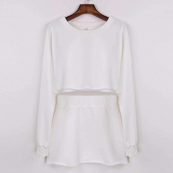 Planet Gates Gray / L Garden 2 Piece Set Women Tracksuit Mini Skirt Sweatshirt Set Crop Top Two Piece Set Autumn Winter 2018 2 Piece Outfits