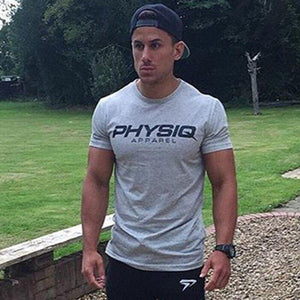 Men Short Sleeve O-Neck T-shirt Gyms Fitness Workout Cotton T Shirt Summer Man Casual Fashion Slim Tees Tops Clothing Costume