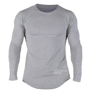 Mens Casual Fashion Long Sleeve Cotton T-shirt Gyms Fitness Bodybuilding Skinny Elasticity T Shirt Man Tee Tops Brand Clothing