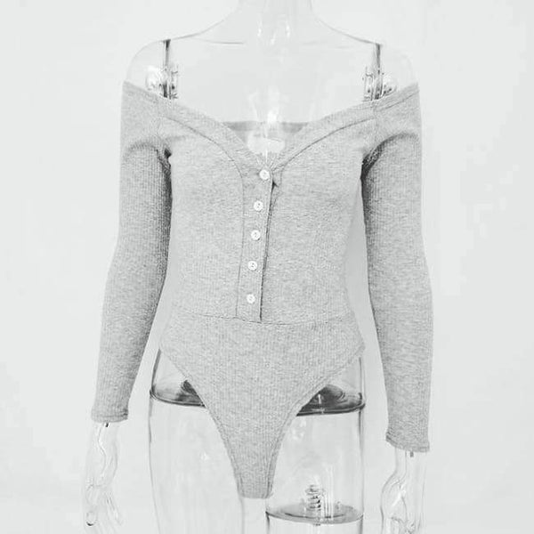 Planet Gates Gray / L Off Shoulder Knitted Sexy Bodysuit Women 2018 Strapless Elastic Summer Top Bodycon Jumpsuit Rompers Casual Body Playsuit