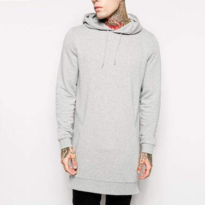 Planet Gates Gray / L Streetwear Men's Long Black Hoodies Sweatshirts Feece extra long Hoody Side Zip Longline Hip Hop elongated for men Hoodie
