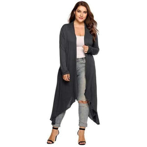 Planet Gates Gray / L Women Cardigan Jacket Plus Size Autumn Open Front Solid Draped Lady Large Long Large Sweater Big Oversized L-5XL
