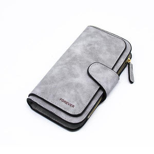 Planet Gates Gray Leather Women Wallets High Quality Designer Zipper Long Wallet Women Card Holder Ladies Purse Money Bag Carteira Feminina
