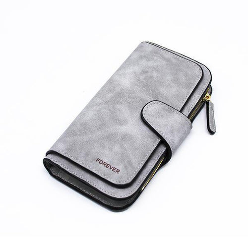 Planet Gates Gray Leather Women Wallets High Quality Designer Zipper Long Wallet Women Card Holder Ladies Purse Money Bag Carteira Feminina