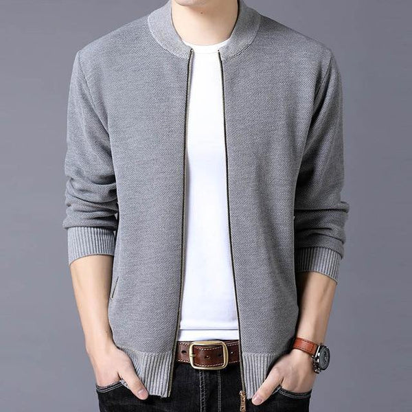Planet Gates Gray / M Brand-Clothing Jacket Men Casual  Collar Coat Men Solid Color Mens Clothes zipper Pockets Men's Jacket