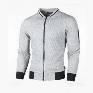 Planet Gates Gray / M Casual Men's Cardigan Sweatshirt Stand Collar Slim Fit Sweatshirt Men's Long Sleeve Zip Knit Cardigan Sweatshirt