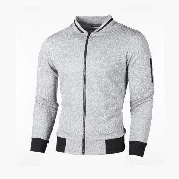 Planet Gates Gray / M Casual Men's Cardigan Sweatshirt Stand Collar Slim Fit Sweatshirt Men's Long Sleeve Zip Knit Cardigan Sweatshirt