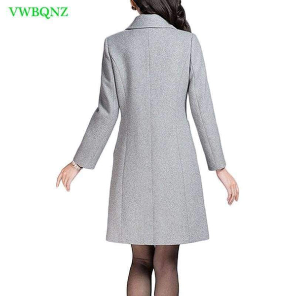 Planet Gates gray / M Wool Coat High Quality Winter Jacket Women Slim Woolen Coat Long Cashmere Coats Plus size Gray Cardigan Jackets 4XL A701