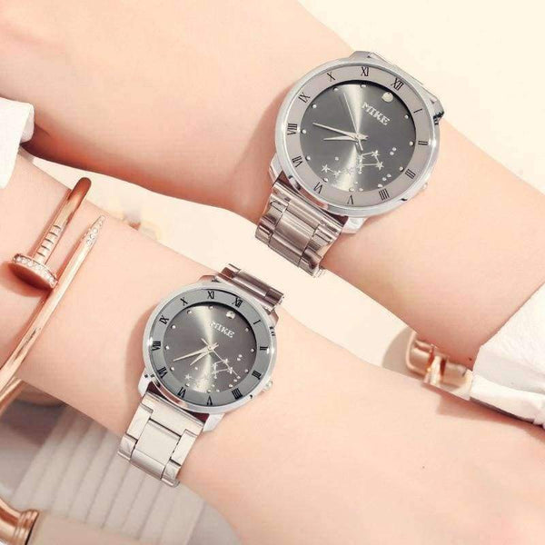 Planet Gates gray man Lovers Watch Men And Women Luxury Watch for Couples Stainless Steel Strap Fashion Calendar Dress Quartz Wristwatches Box Packing