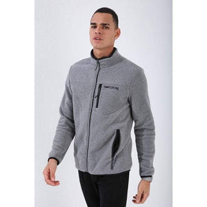 Planet Gates Gray Melange / S / TURKEY Casual Zipper Sweatshirts Male Tracksuit Fashion Jacket Mens Clothing Outerwear Sweatshirt Men's Pocket Zipper Sweatshirt Slim Fit Stand Collar Fleece No Hoodie Sport Clothing 87890