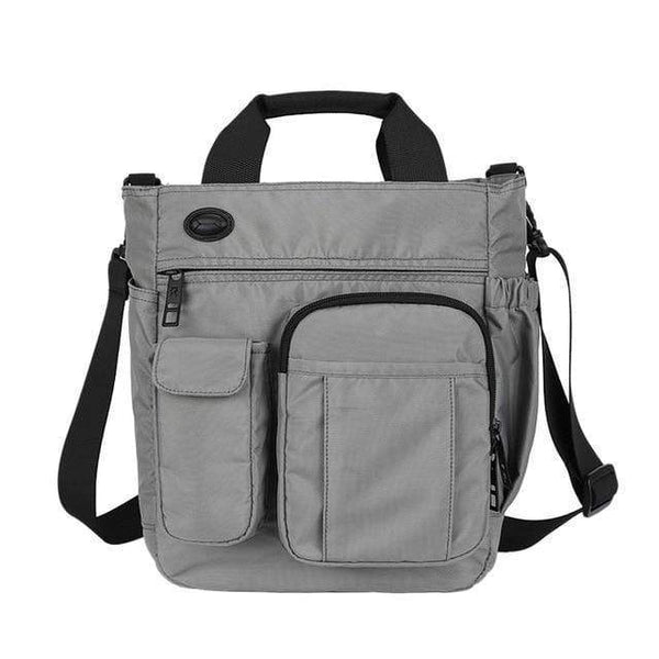 Planet Gates gray Men Multifunctional Shoulder Messenger Bag with Headphone Hole Waterproof Nylon Travel Handbag Large Capacity Storage Bags XA11C