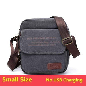 Planet Gates gray No USB Bag High Quality Men Canvas Shoulder Bag Casual Travel Men's Crossbody Bag Male Messenger Bags 3 Size
