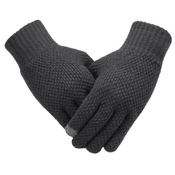 Planet Gates Gray Nologo / One Size Winter Men Knitted Gloves Touch Screen High Quality Male Mitten Thicken Warm Wool Cashmere Solid Men Business Gloves Autumn