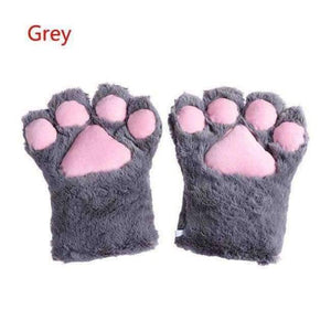 Planet Gates Gray / One Size 1Pair Women Girls Cute Cat Kitten Paw Claw Warm Gloves Soft Anime Cosplay Plush for Halloween Party Accessories