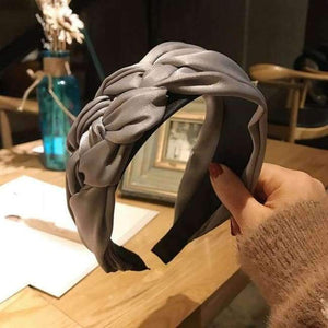 Planet Gates Gray / One Size Korean hairband Women Cotton fabric Knotted headband Vintage twist turban hair accessories Wide Hair Band handmade boho Headwear