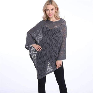 Planet Gates Gray / One Size Sexy Bikini Cover Up Thin Sweater Women Solid Hollow Out Cardigan Poncho Plus Size Pullovers Sweaters