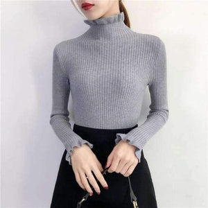 Planet Gates gray / One Size Turtleneck Sweaters Women Autumn Winter 2018 Slim Knitting  Sweater Women Jumper Korean Casual Black Sweater And Pullover