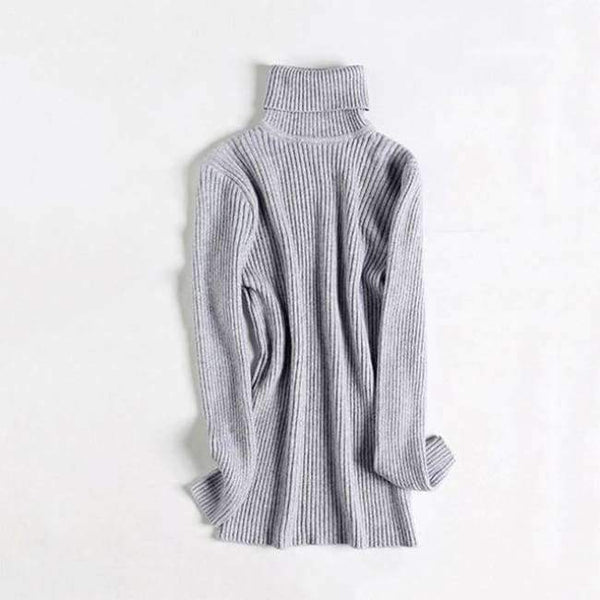 Planet Gates Gray / One Size Turtleneck Warm Women Sweater Autumn Winter Knitted Femme Pull High Elasticity Soft Female Pullovers Sweater Jumper