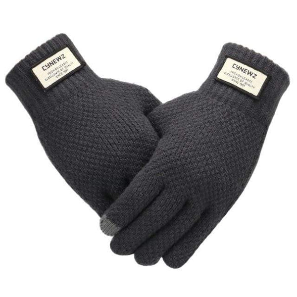 Planet Gates Gray / One Size Winter Men Knitted Gloves Touch Screen High Quality Male Mitten Thicken Warm Wool Cashmere Solid Men Business Gloves Autumn